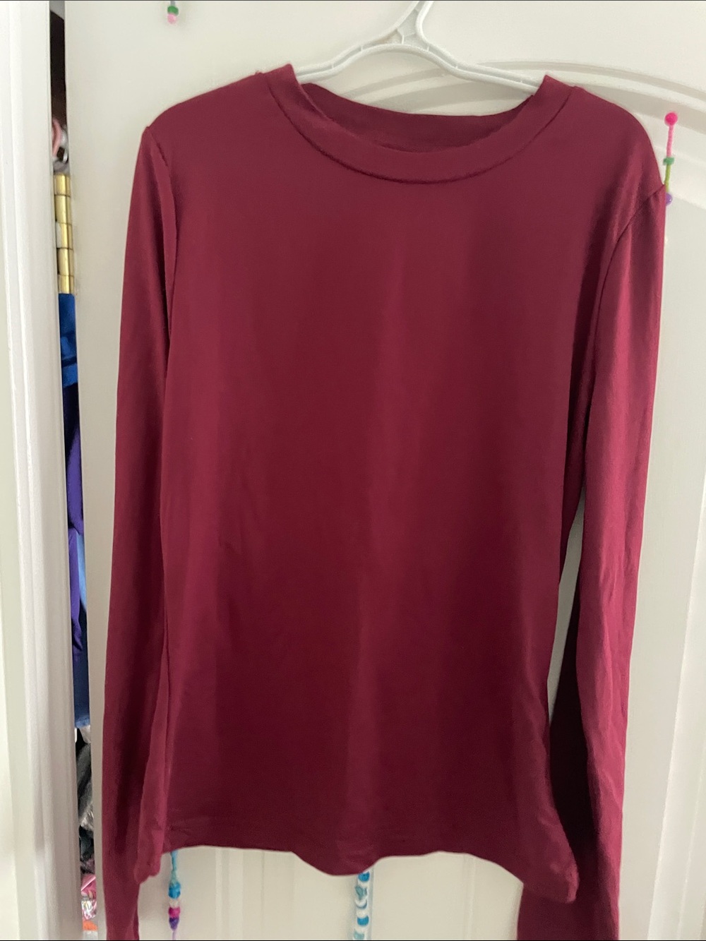 SHEIN Long Sleeve Crewneck Top - Burgundy Red